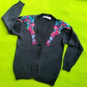 Vintage 90s Embroidered Sweater Cardigan